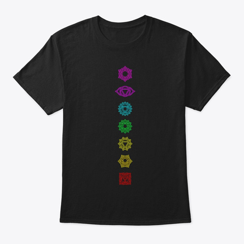 8 Chakras Aligned Energy Centres Color Black T-Shirt Front