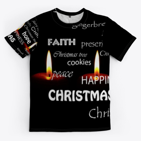 Christmas Candles  Black T-Shirt Front