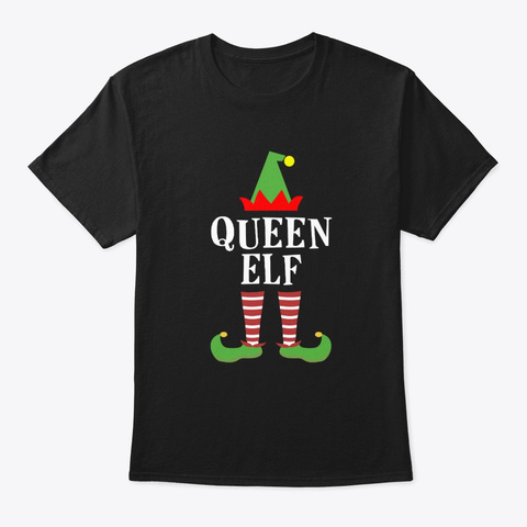 Queen Elf Funny Christmas Black T-Shirt Front