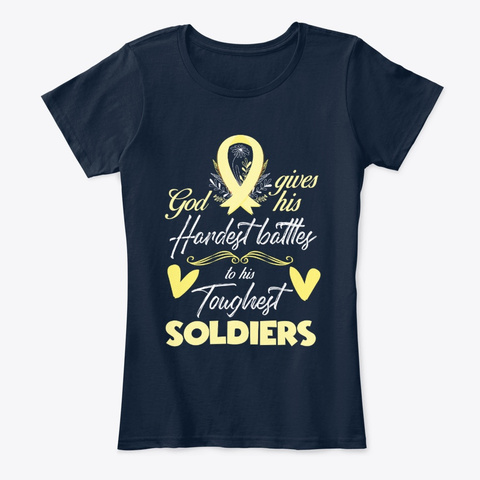 Toughest Childhood Cancer Soldiers New Navy T-Shirt Front