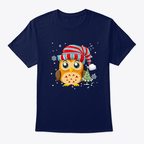 Owl Christmas Love Funny Cheering Xmas Navy T-Shirt Front
