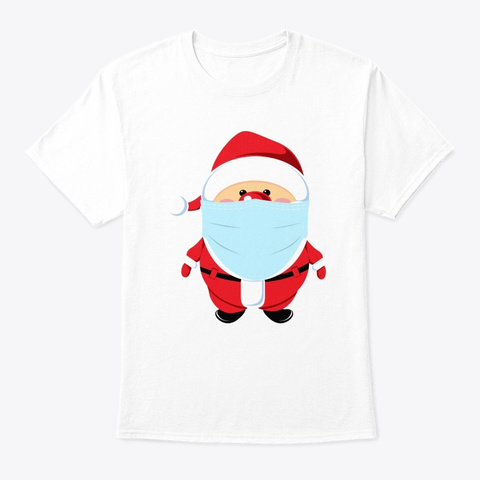 Santa Claus Face Mask Christmas Ornament White T-Shirt Front
