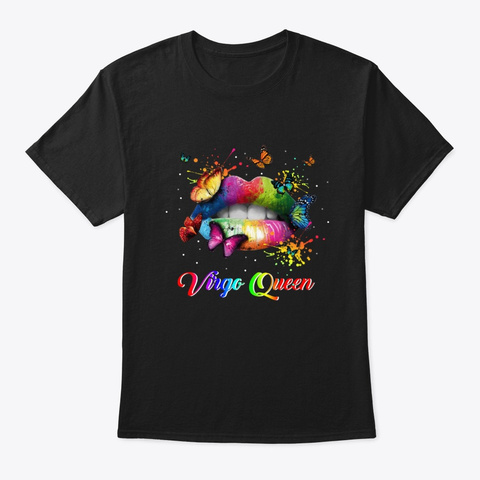 Virgo Queen Zodiac Lips Birthday Gift Black Camiseta Front