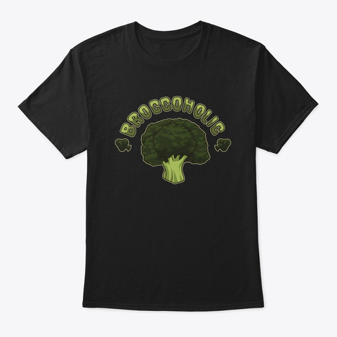 Broccoholic    Broccoli Plant Vegan Black T-Shirt Front