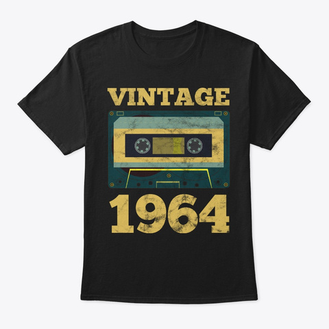 Vintage 1964 Retro Birth Year Birthday Black T-Shirt Front
