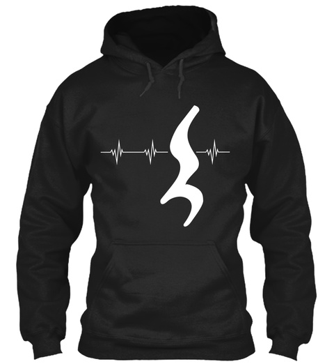 Musical Note Heartbeat Black T-Shirt Front