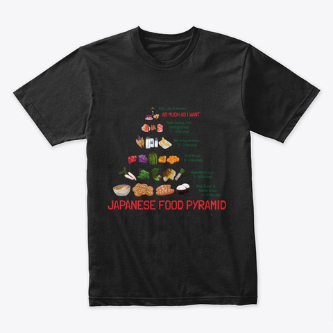 Japanese Food Pyramid Black T-Shirt Front