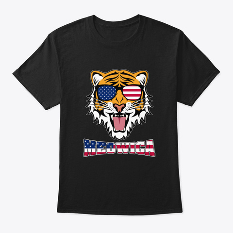 Meowica 4 Th Of July Black T-Shirt Front