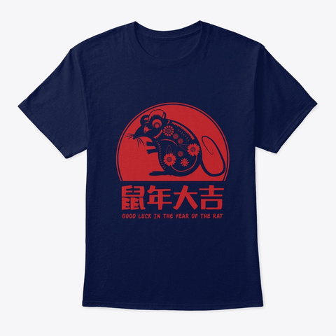 Year Of The Rat Zodiac Chinese Lunar New Navy T-Shirt Front