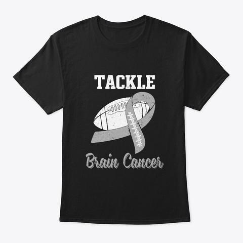 Football Survivor Tackle Brain Cancer Black T-Shirt Front