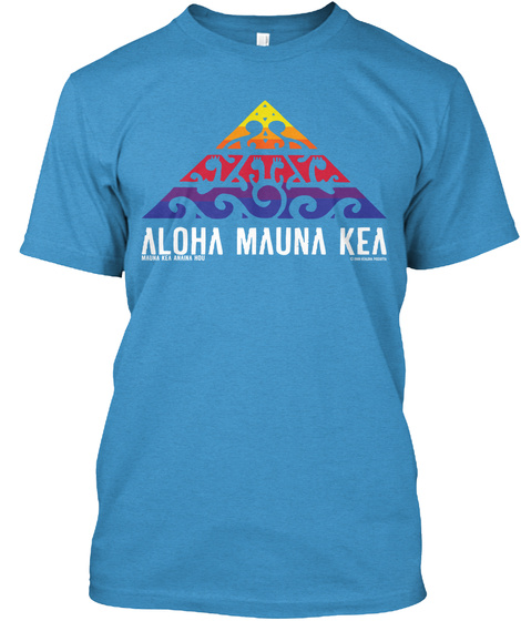 Aloha Mauna Kea Heathered Bright Turquoise  T-Shirt Front