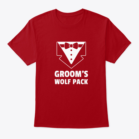 Grooms Wolf Pack Bachelor Party Gift Sq Deep Red T-Shirt Front