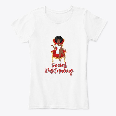 Social Distancing Afro Queen Tee White Camiseta Front