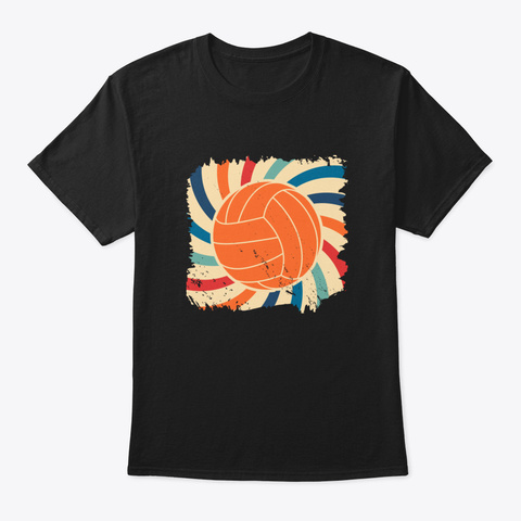 Volleyball Retro Gift Black T-Shirt Front