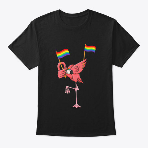 Dabbing Flamingo Gay Pride Flaglgbt Prid Black T-Shirt Front