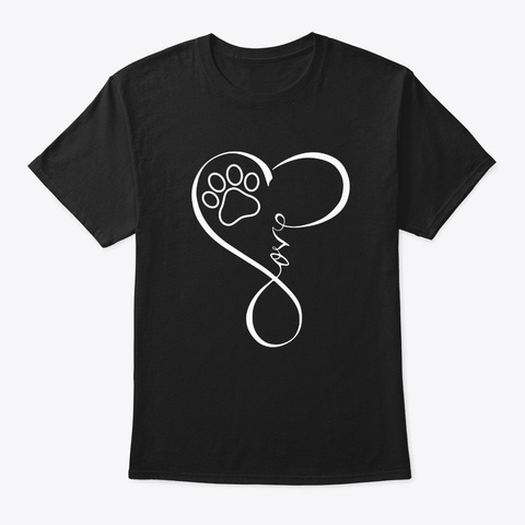 Dog Lover Gift Fun Pawprint Design Love  Black T-Shirt Front