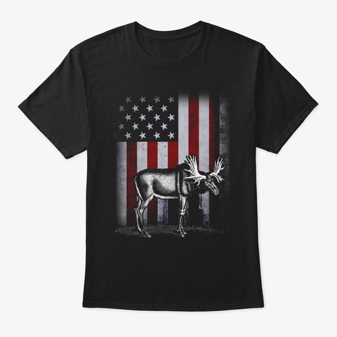 Moose American Flag T Shirt Black Kaos Front