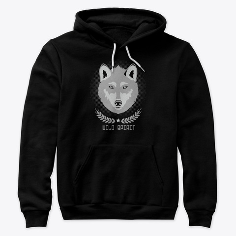 Wild Spirit Wolf Black T-Shirt Front