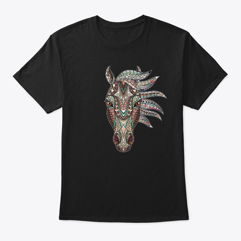 Tribal Native Horse Art Native American Black T-Shirt Front