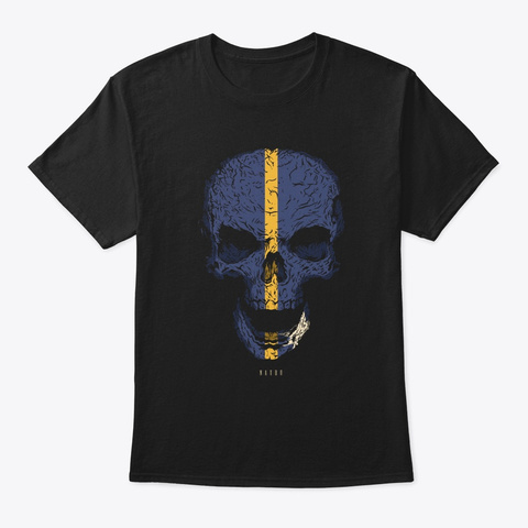 Skull Nauru Flag Skeleton Black T-Shirt Front