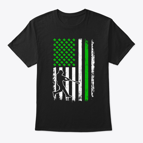 American Flag Shamrock Irish T Shirt Black T-Shirt Front