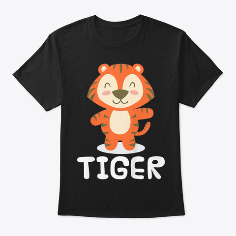 Kids Cute Tiger T Shirt For Boys Girls C Black T-Shirt Front
