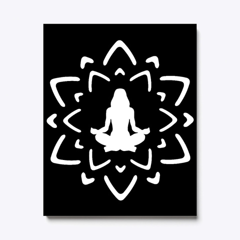 Womens Yoga Meditation Design Canvas Black T-Shirt Front
