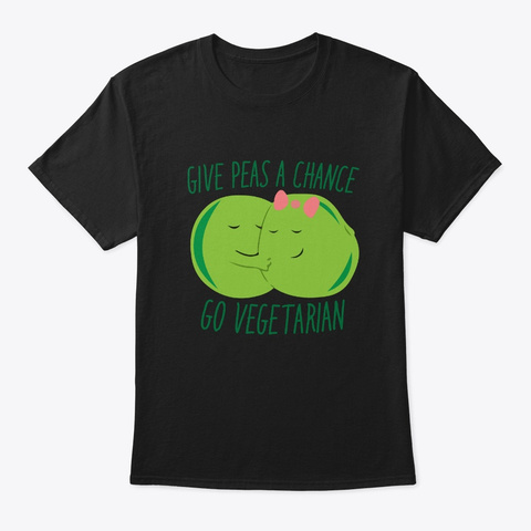 Vegetarian Peas Design Cute Gift For Black T-Shirt Front