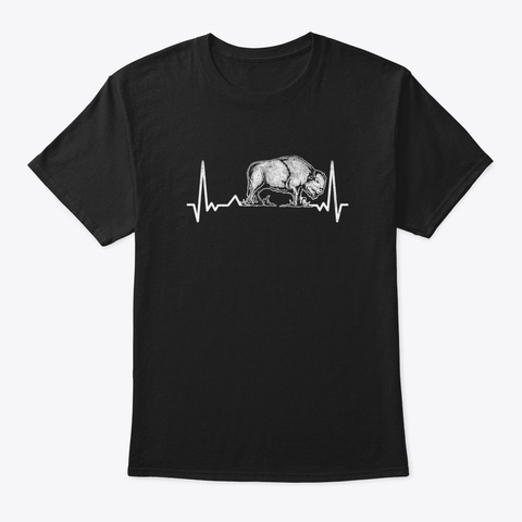 Buffalo Heatbeat Retro Bison Black T-Shirt Front