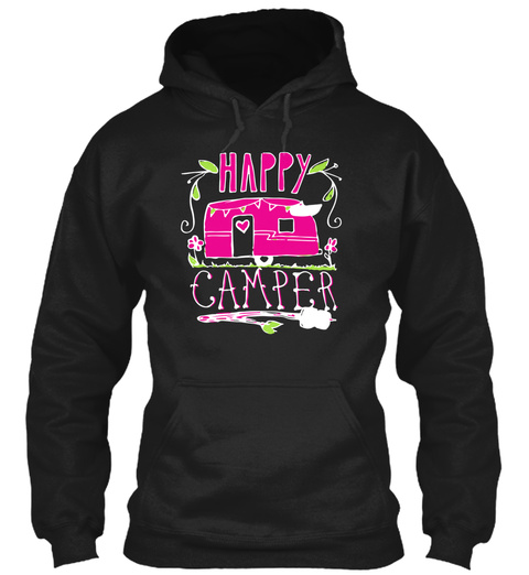 Happy Camper  Black T-Shirt Front