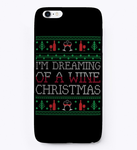 Wine Drinking Ugly Christmas Sweater Black T-Shirt Front