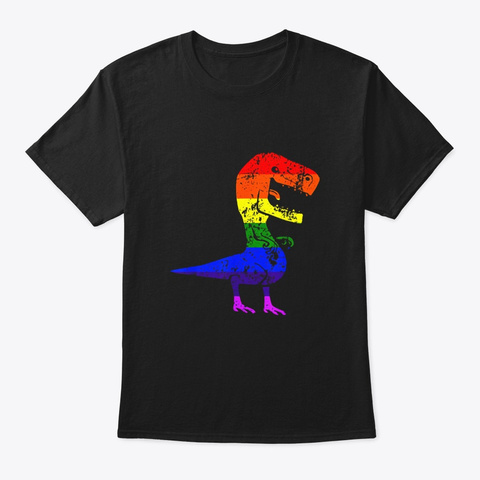Lgbt Pride Flag Dinosaur T Rex T Shirt Black Camiseta Front