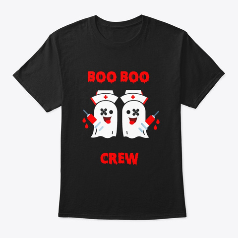 Halloween Nurse Boo Boo Crew Black T-Shirt Front