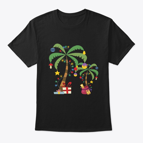 Decorated Christmas Coconut Palm Tree Tr Black T-Shirt Front
