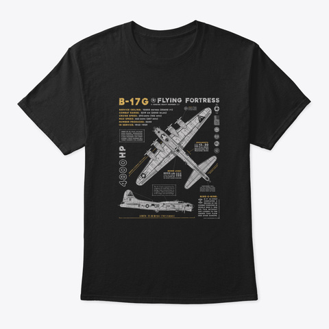 B 17 Flying Fortress Skusf Black T-Shirt Front