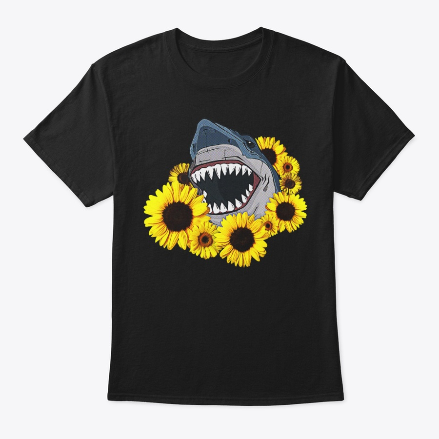 Comic Sunflower Shark Lover Gift Unisex Tshirt