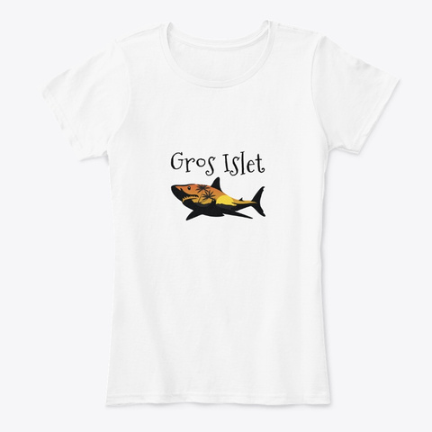 Gros Islet St. Lucia Shark White T-Shirt Front