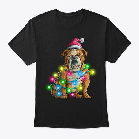 English Bulldog Santa Funny Christmas Tr Black T-Shirt Front