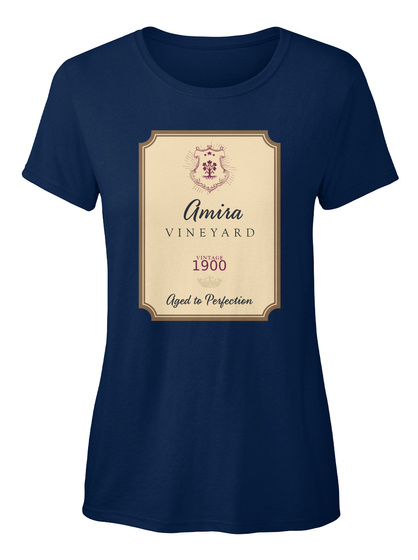 Amira Vineyard Navy T-Shirt Front