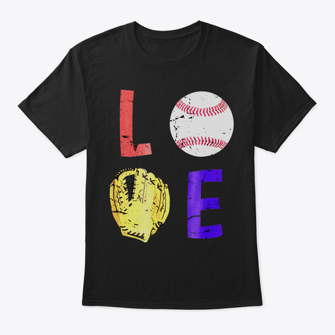 Distressed Baseball Dad Mom Love Tshirt5 Black T-Shirt Front