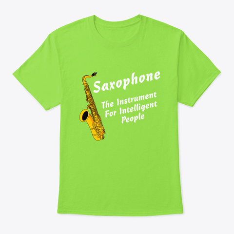 Intelligent Saxophone White Text Lime T-Shirt Front