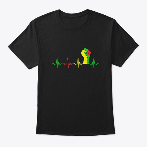 Black Pride Power Fist Heartbeat Strong Black Kaos Front