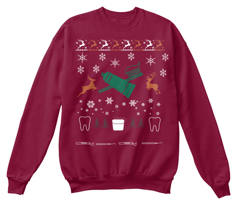 Dental Themed Holiday Sweater Cardinal  T-Shirt Front
