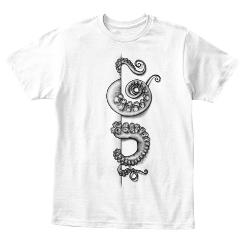(Kids) "Escape" Octopus Tee  Black Logo White T-Shirt Front