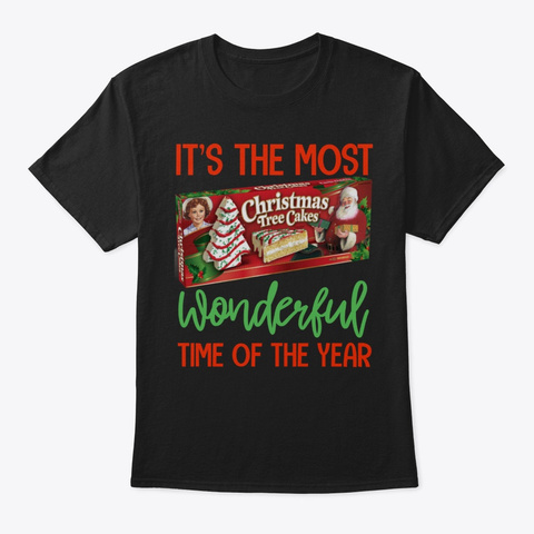 Funny Christmas Tree Cake Lover Holiday Black T-Shirt Front