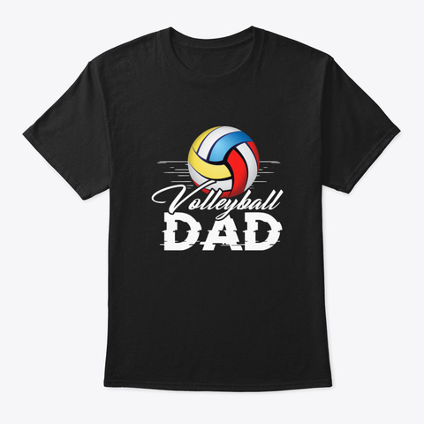 Volleyball Dad Cute Court Game Papa Funn Black T-Shirt Front