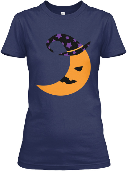 Womens Halloween Moon Witch Hat Tshirts