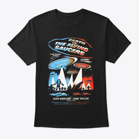 Flying Saucers Black T-Shirt Front