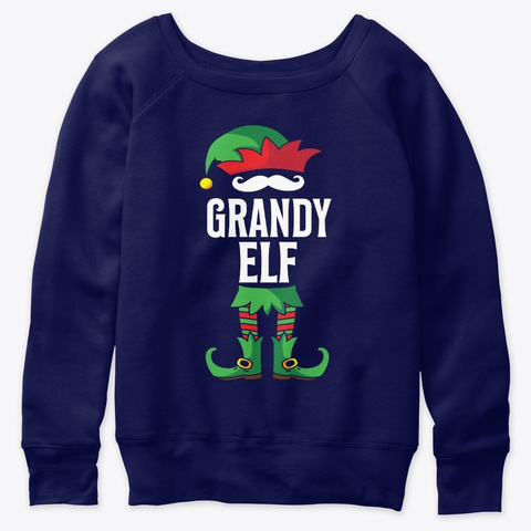 Grandy Elf Costume Family Christmas Navy  T-Shirt Front