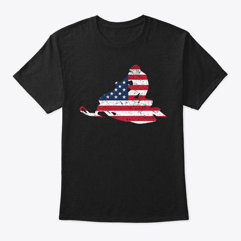 American Flag Snowmobile Rider Patriotic Black T-Shirt Front